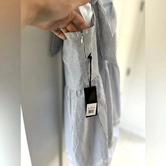 NWT BLACK TAPE_/ 100% cotton baby doll blouse/ White & blue stripes/ Size US L - Picture 4 of 14